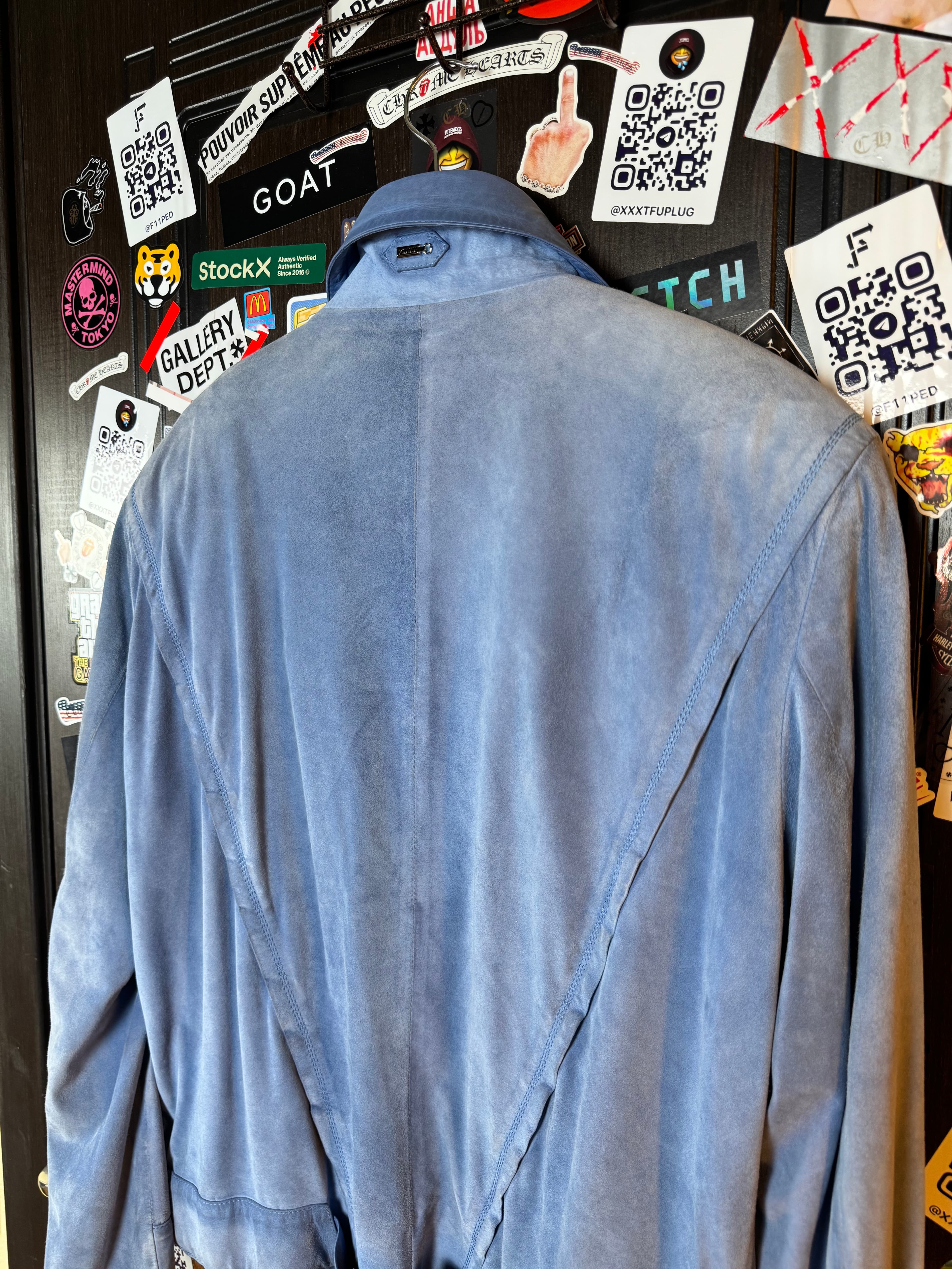 ZILLI Zilli "Funk" Suede Blue Jacket, detail view 5