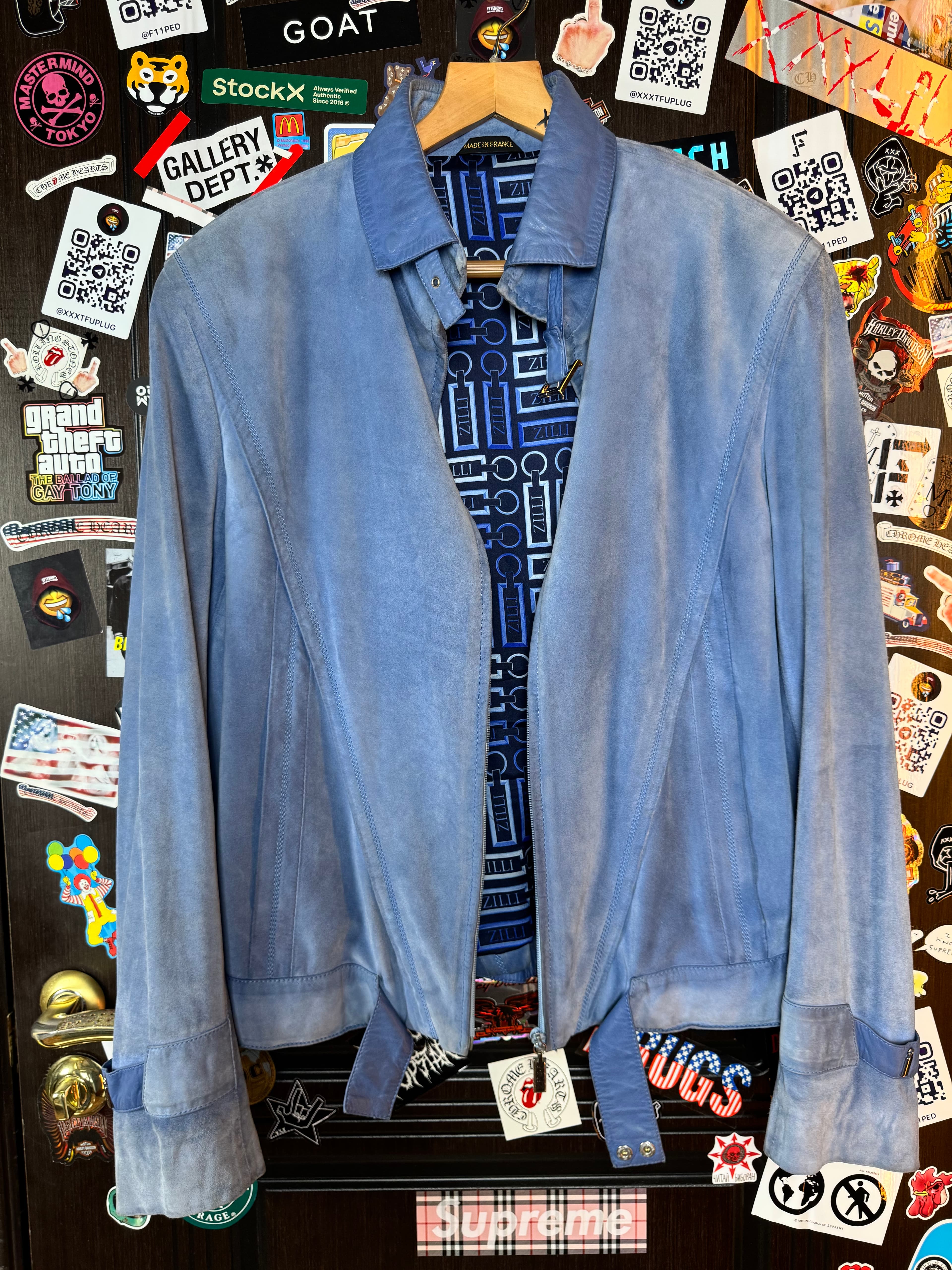 ZILLI Zilli "Funk" Suede Blue Jacket, detail view 3