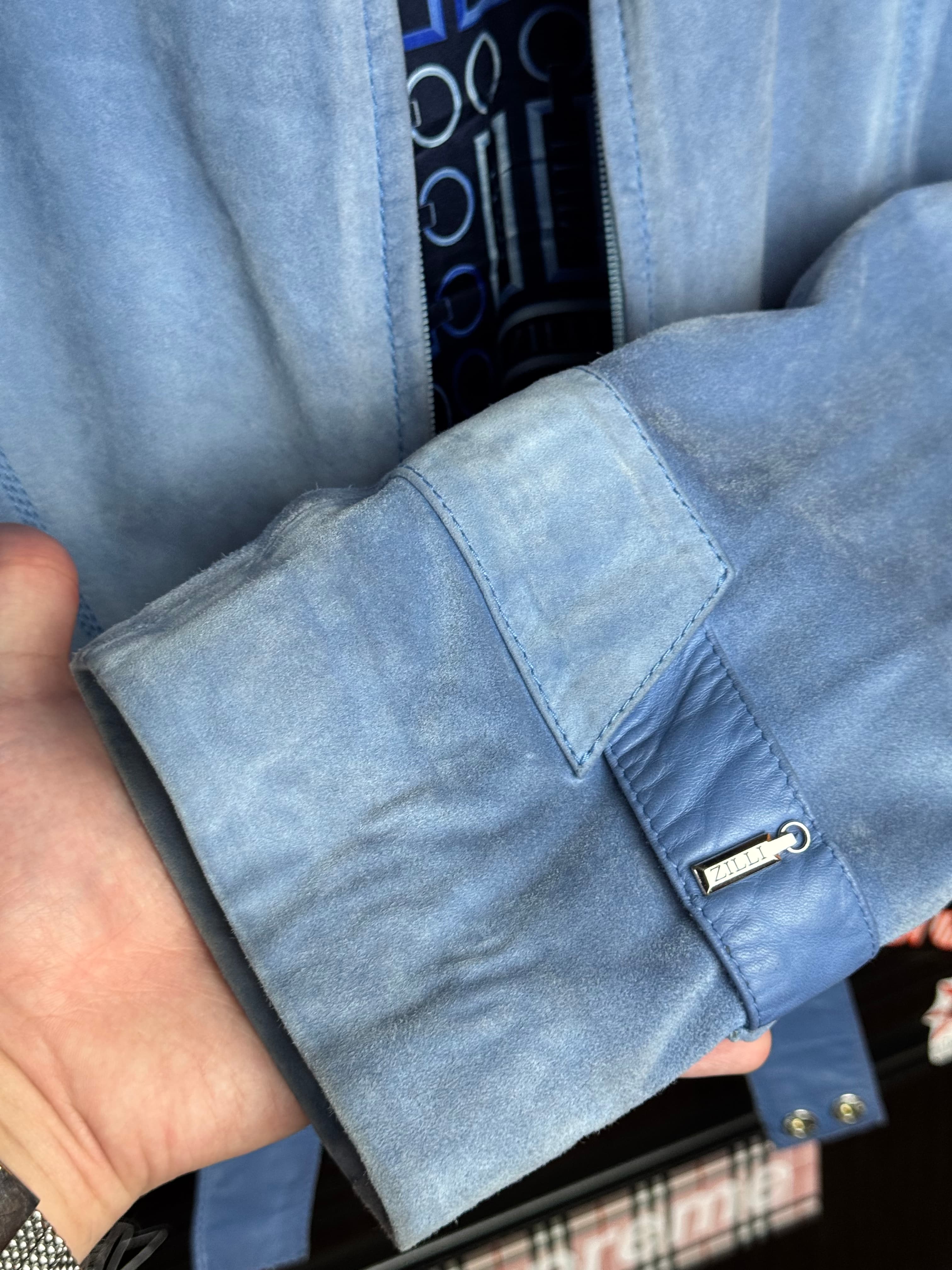 ZILLI Zilli "Funk" Suede Blue Jacket, detail view 15