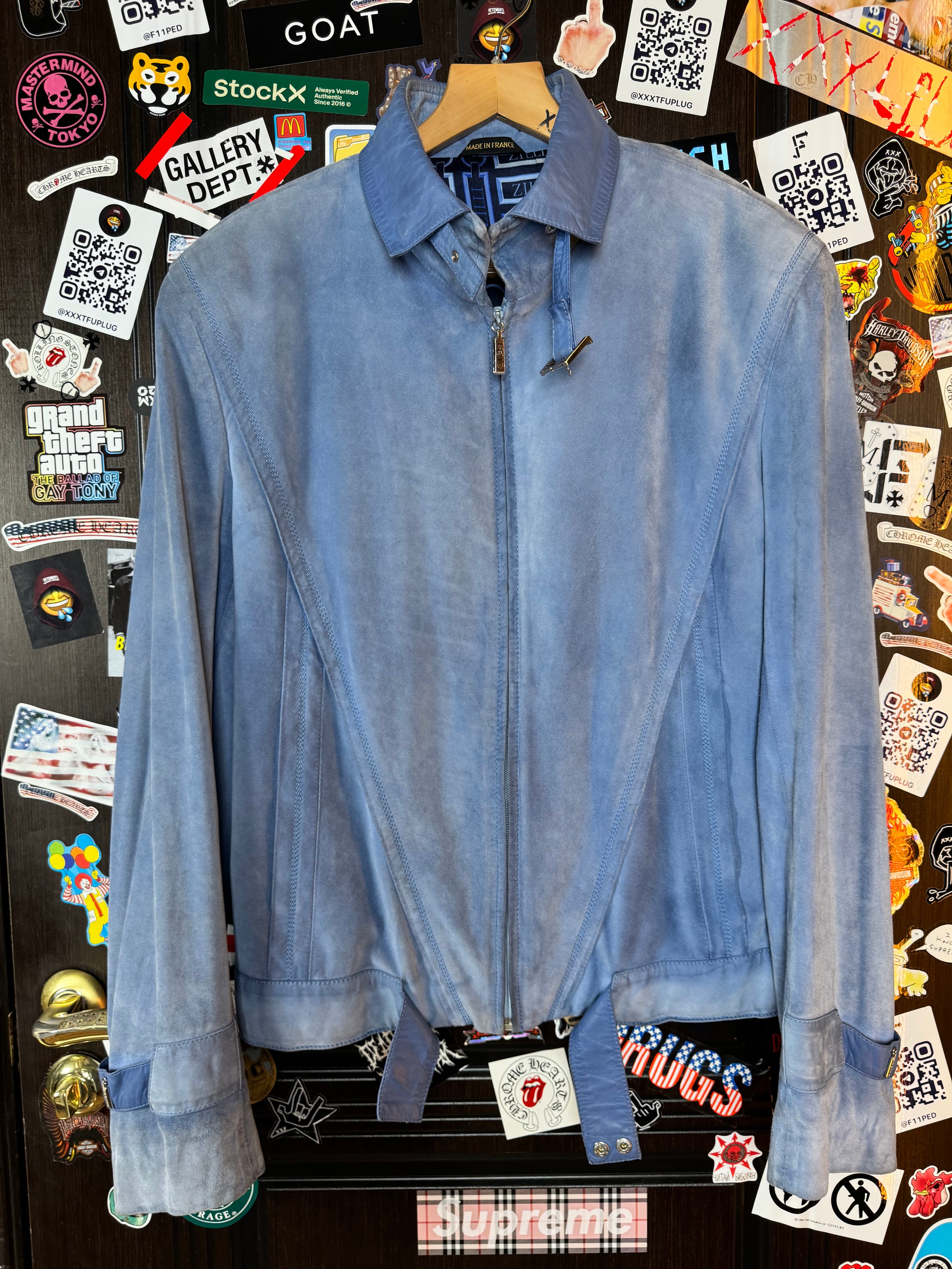 ZILLI Zilli "Funk" Suede Blue Jacket, front view