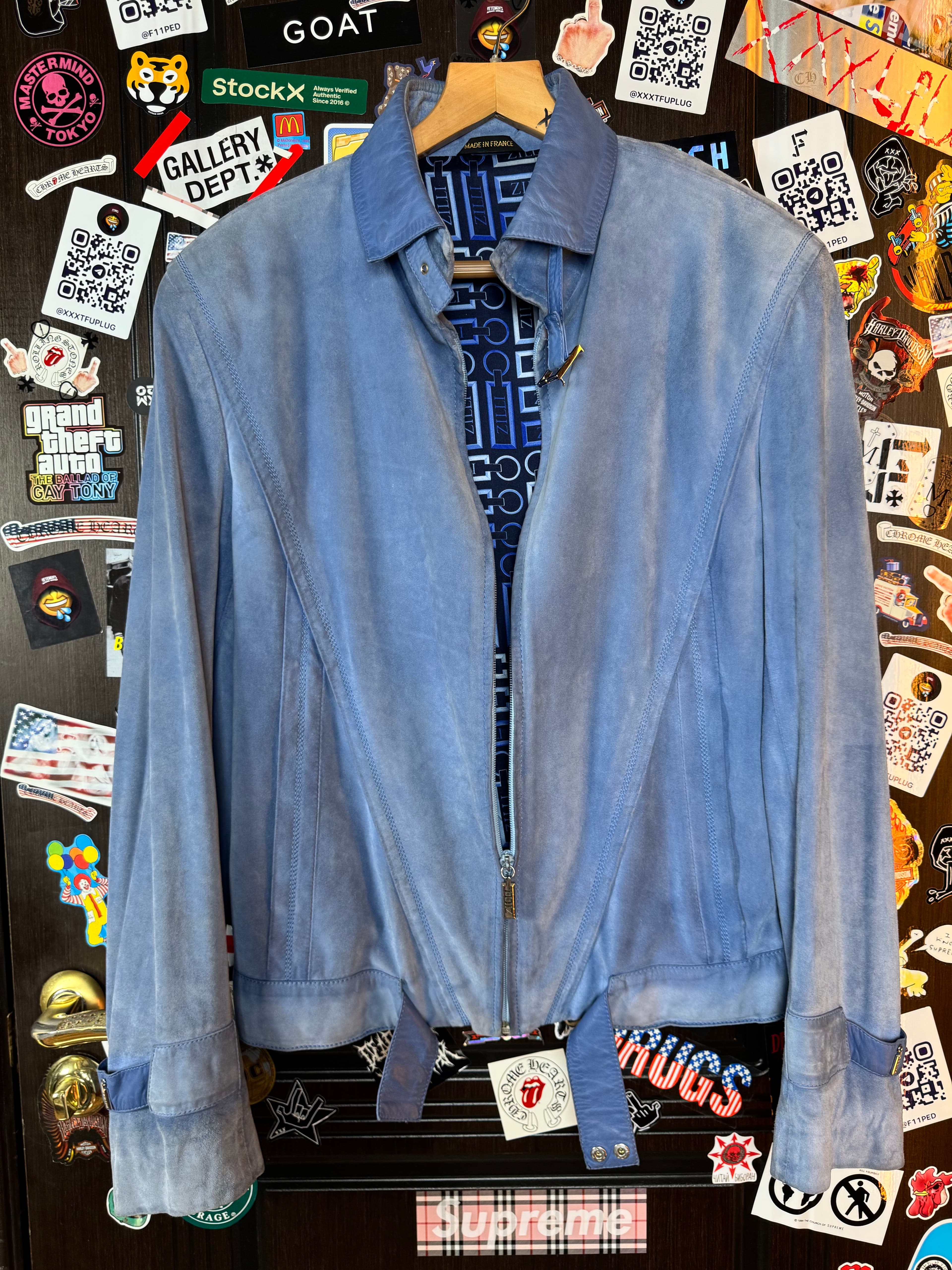 ZILLI Zilli "Funk" Suede Blue Jacket, detail view 2