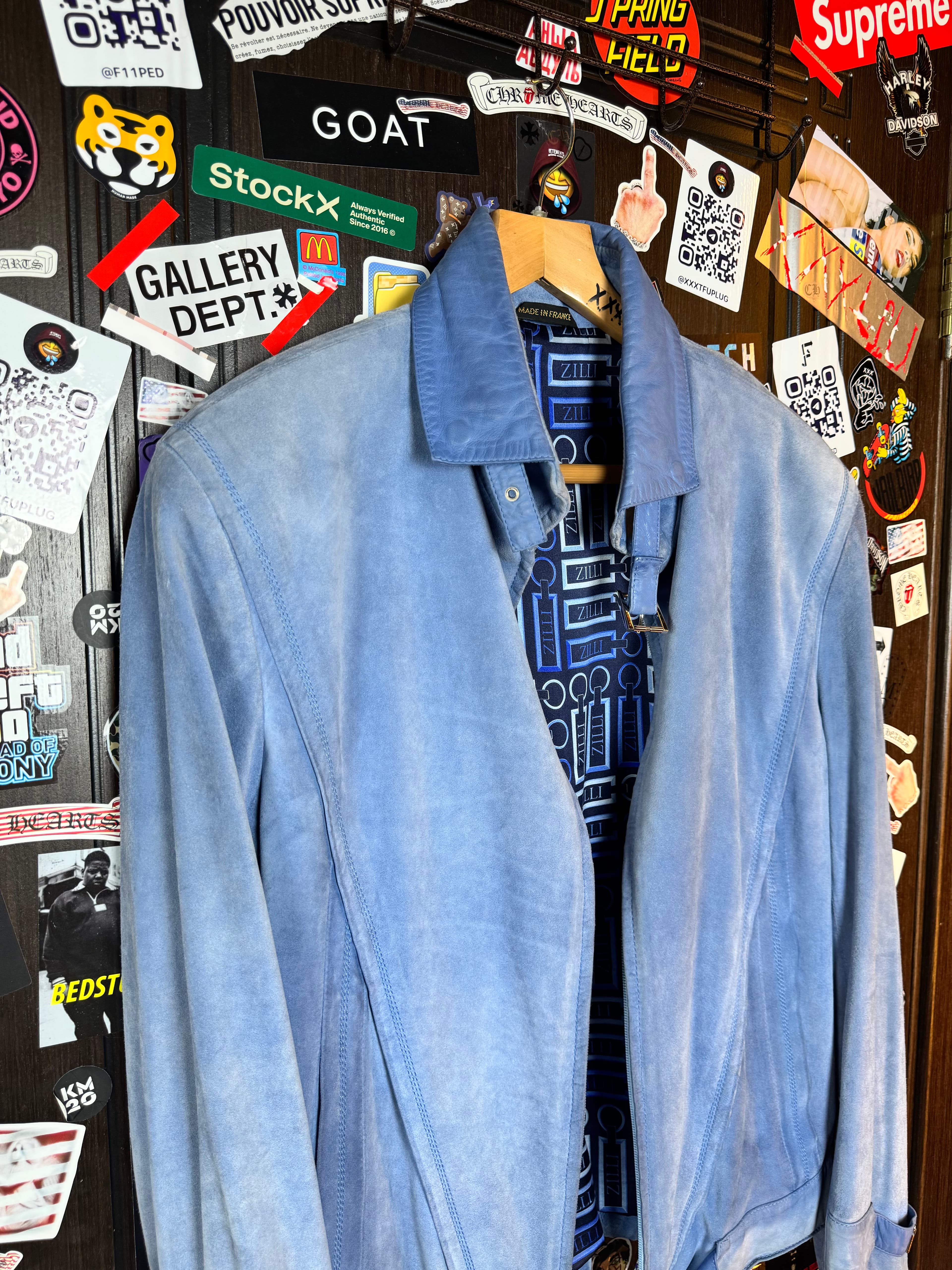 ZILLI Zilli "Funk" Suede Blue Jacket, detail view 7