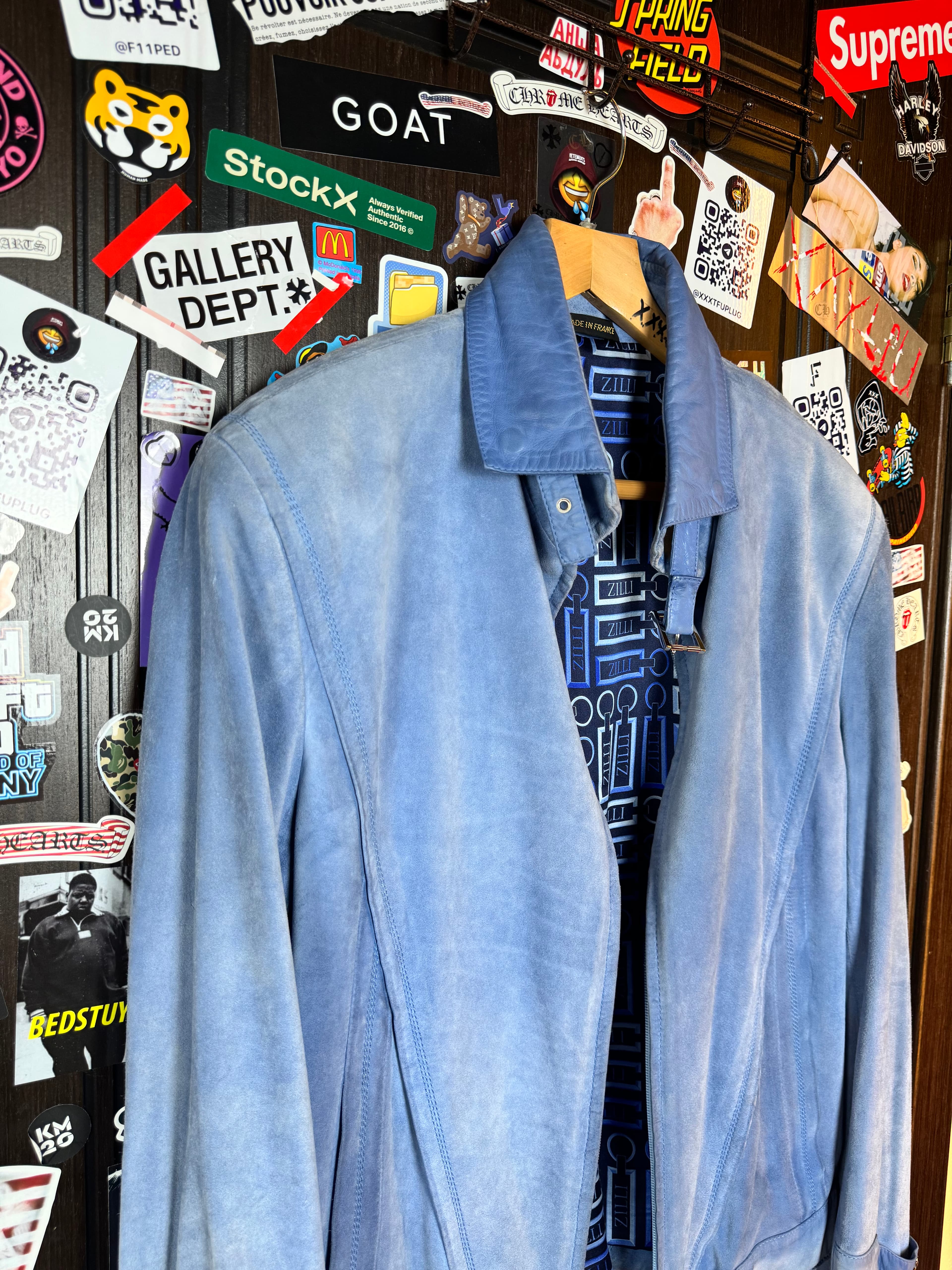 ZILLI Zilli "Funk" Suede Blue Jacket, detail view 6