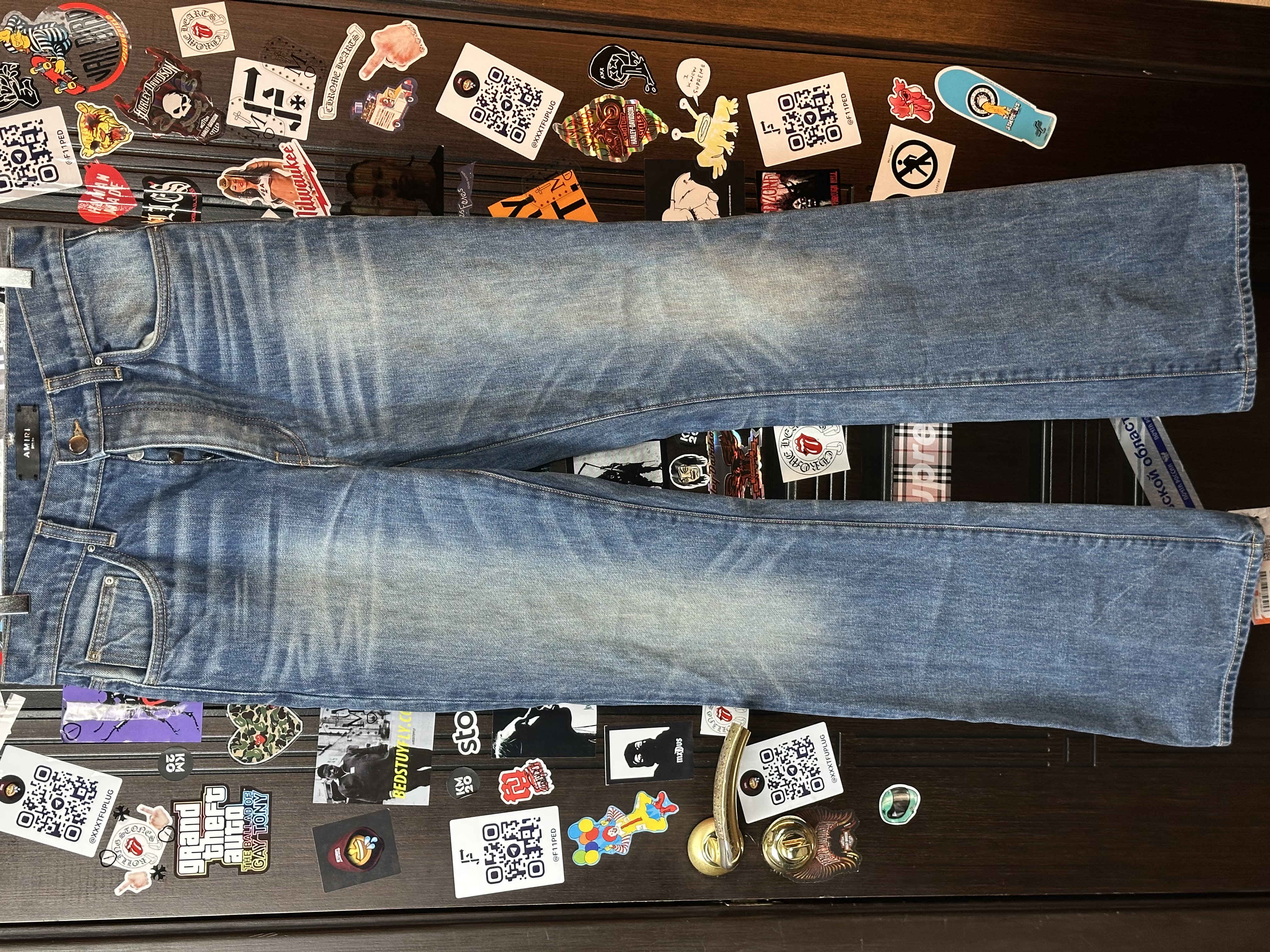 Amiri Amiri Blue Flare Jeans, detail view 3