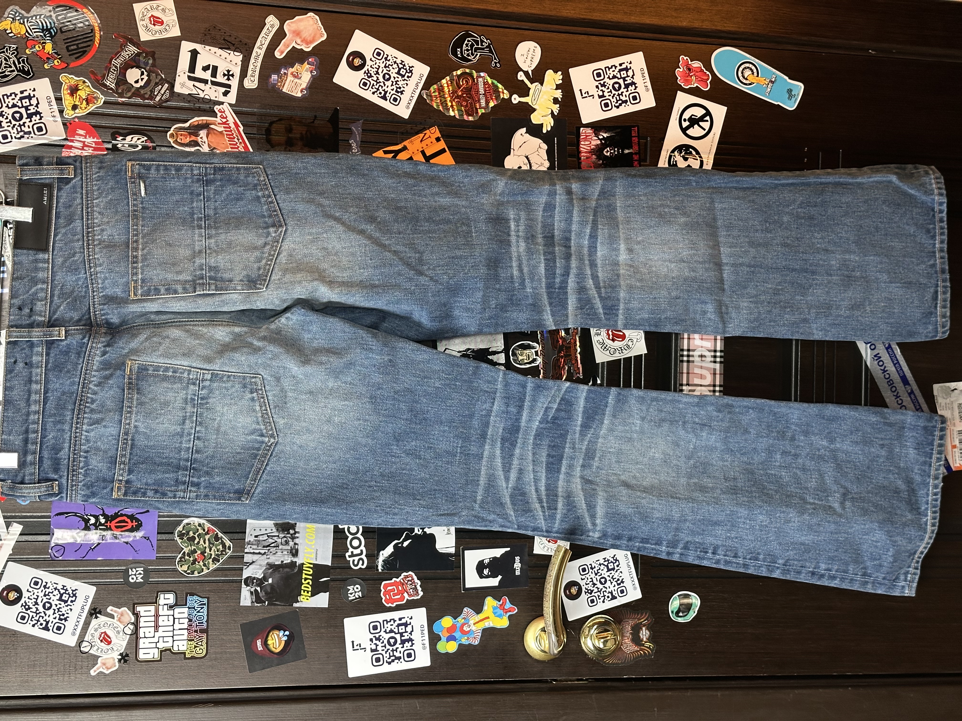 Amiri Amiri Blue Flare Jeans, detail view 4