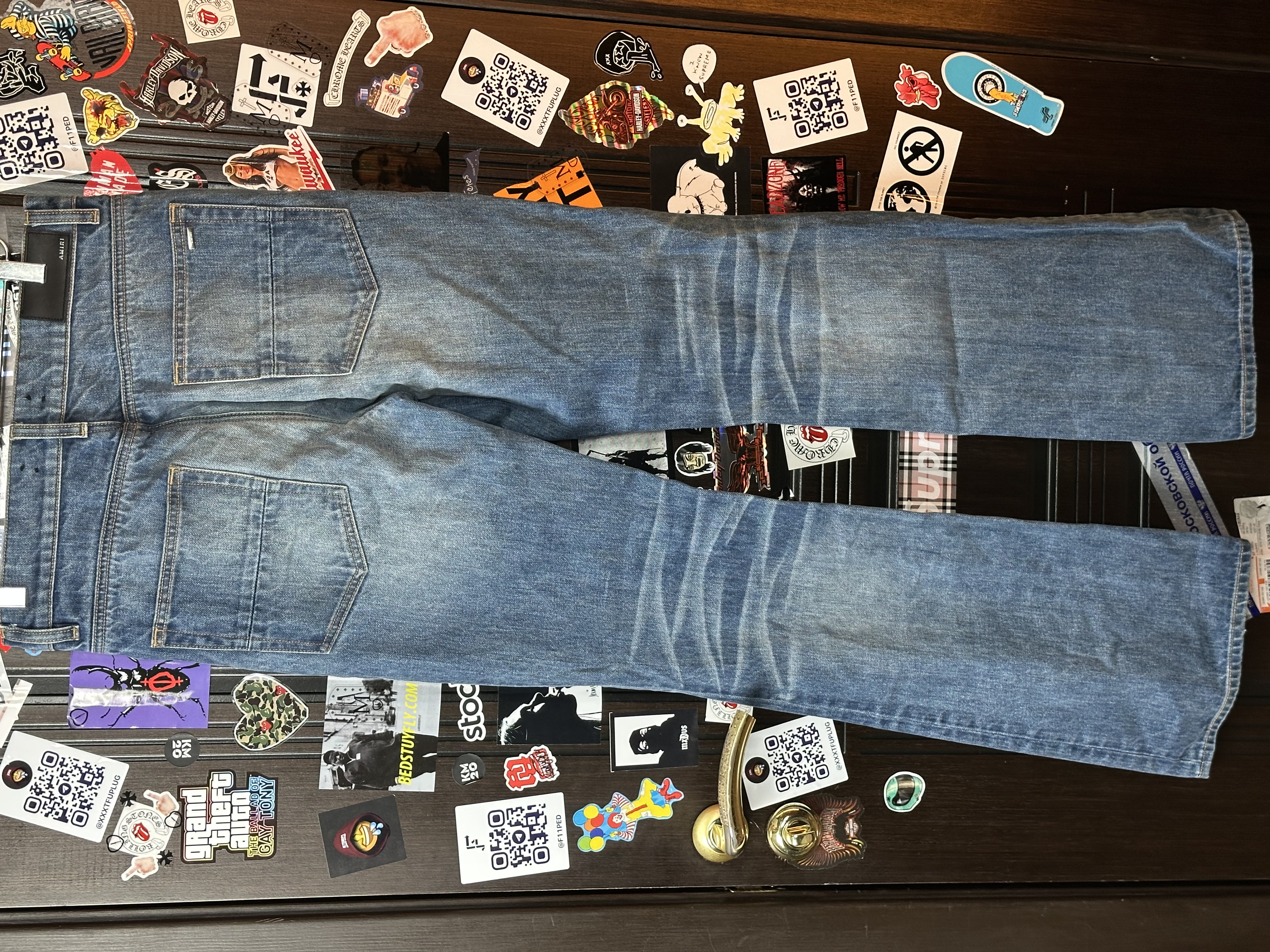 Amiri Amiri Blue Flare Jeans, detail view 6