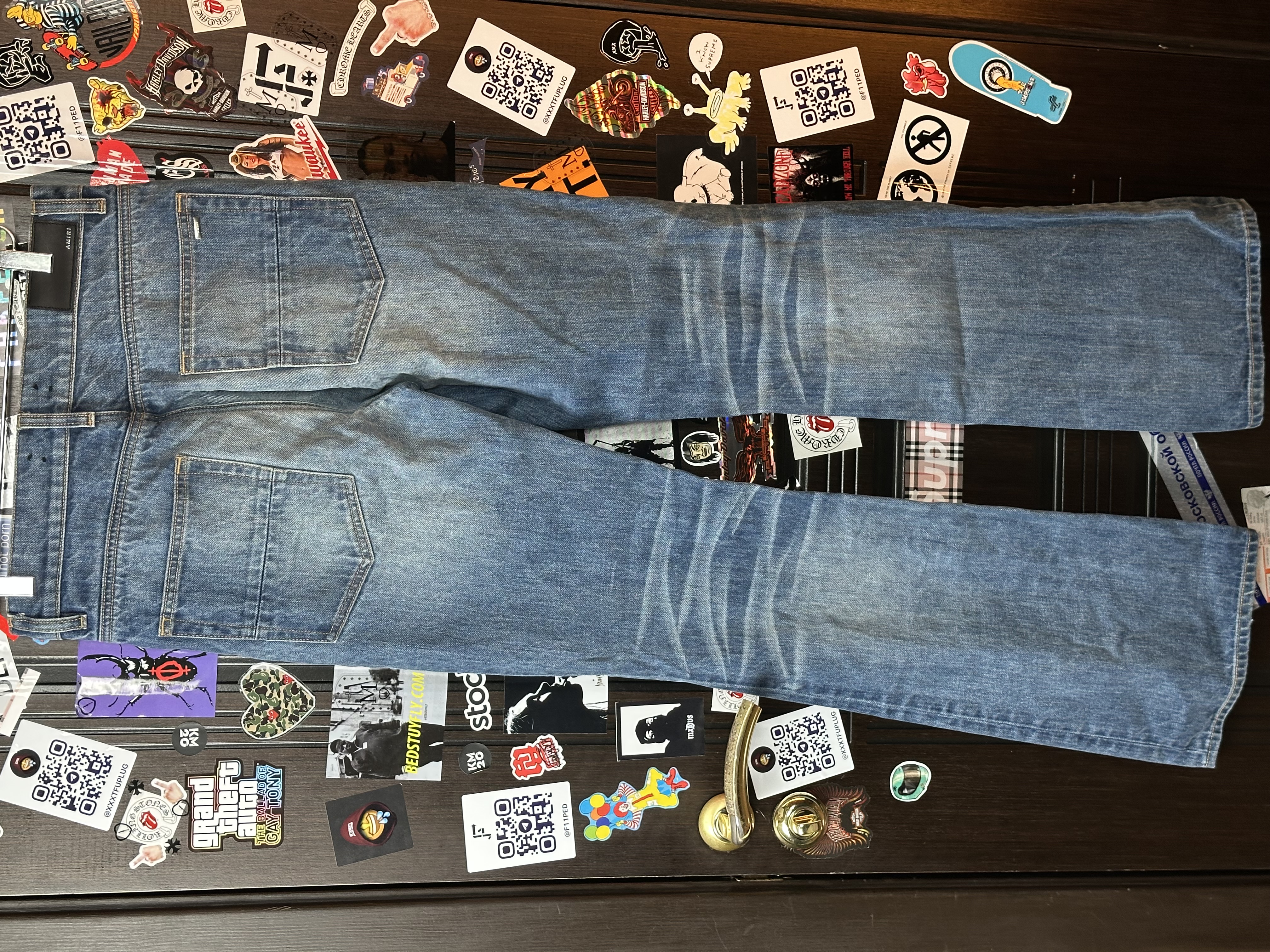 Amiri Amiri Blue Flare Jeans, detail view 7