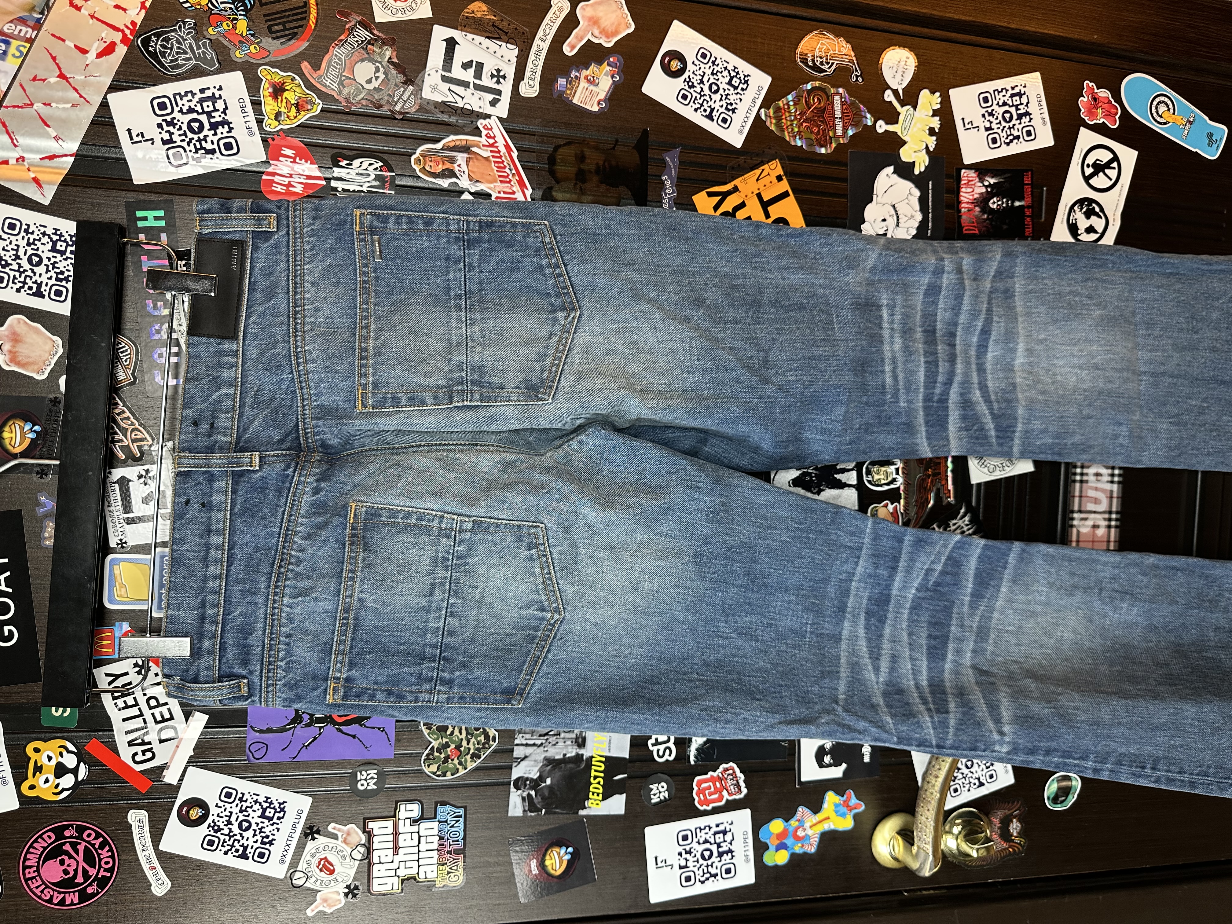 Amiri Amiri Blue Flare Jeans, detail view 8