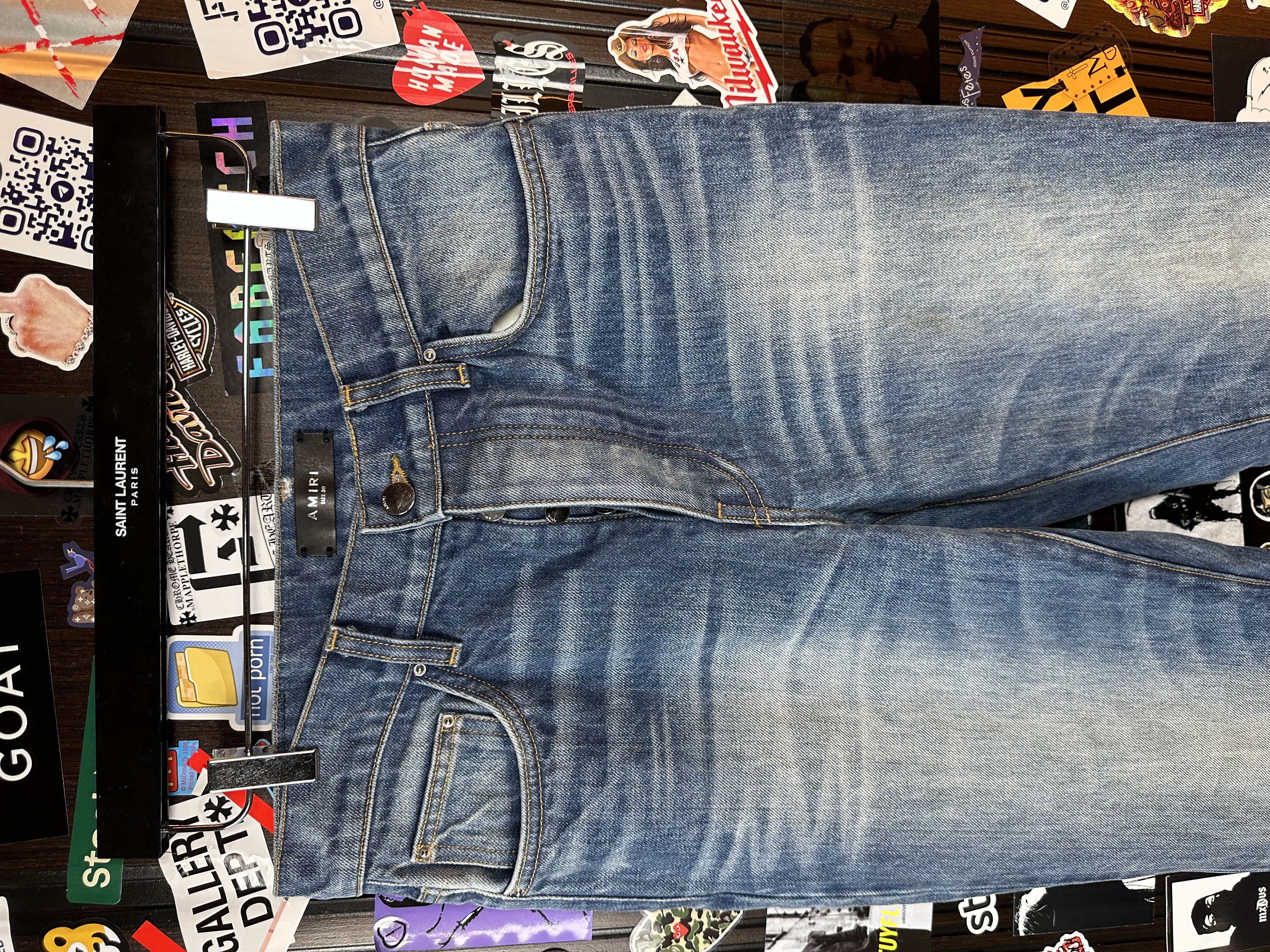 Amiri Amiri Blue Flare Jeans, detail view 12