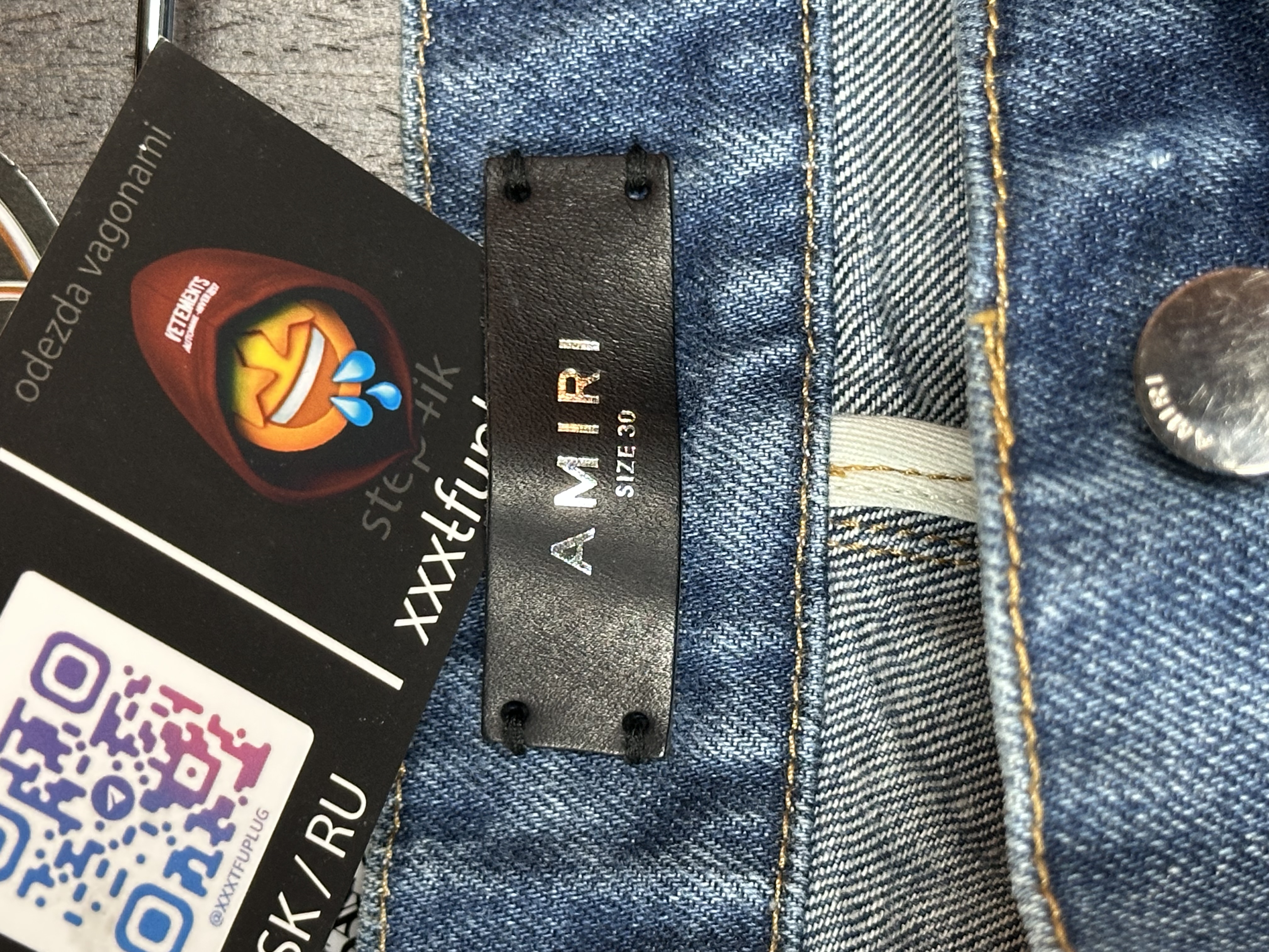 Amiri Amiri Blue Flare Jeans, detail view 14