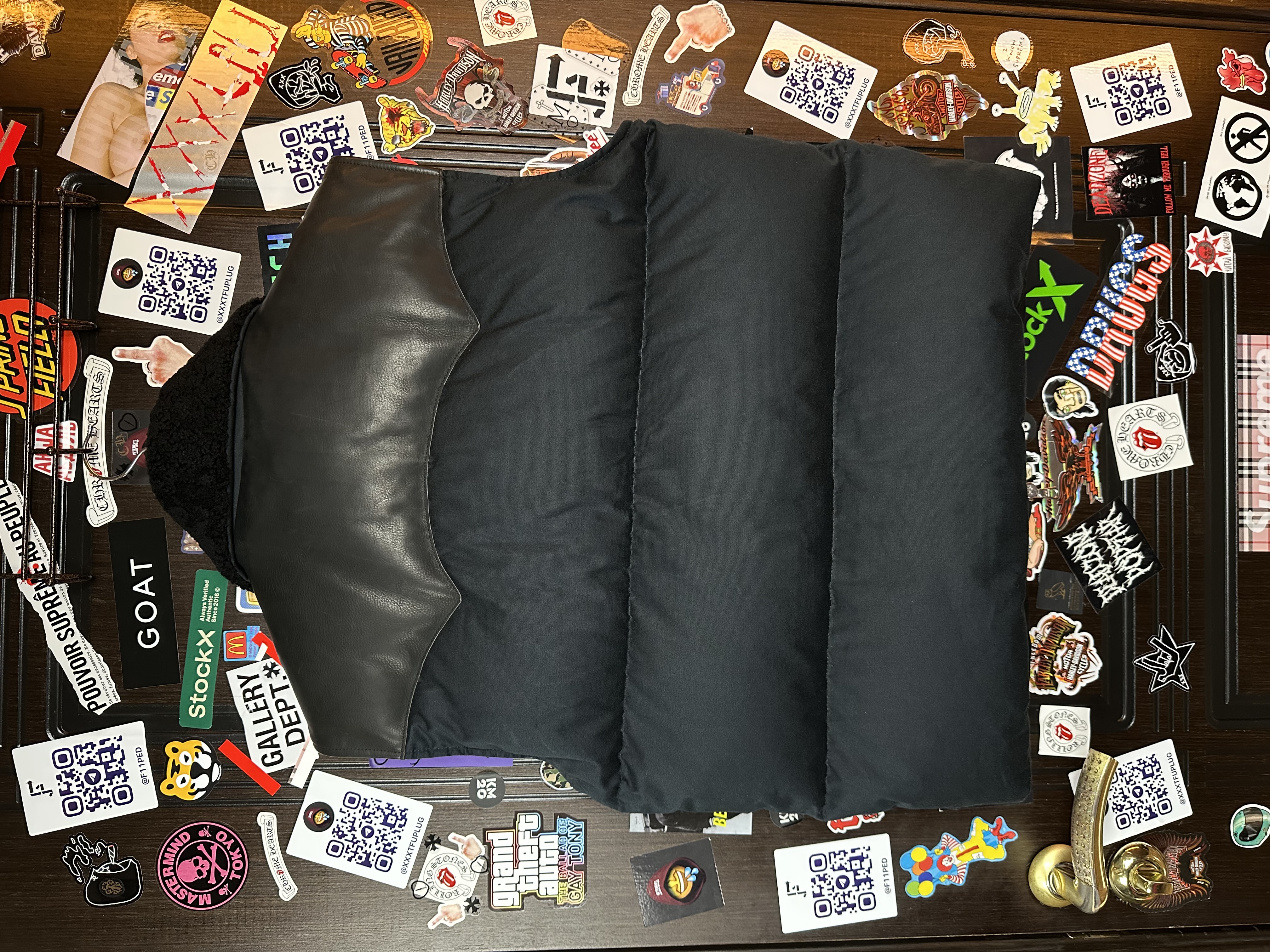 Amiri Amiri Leather Embellished Vest Sherpa, detail view 3