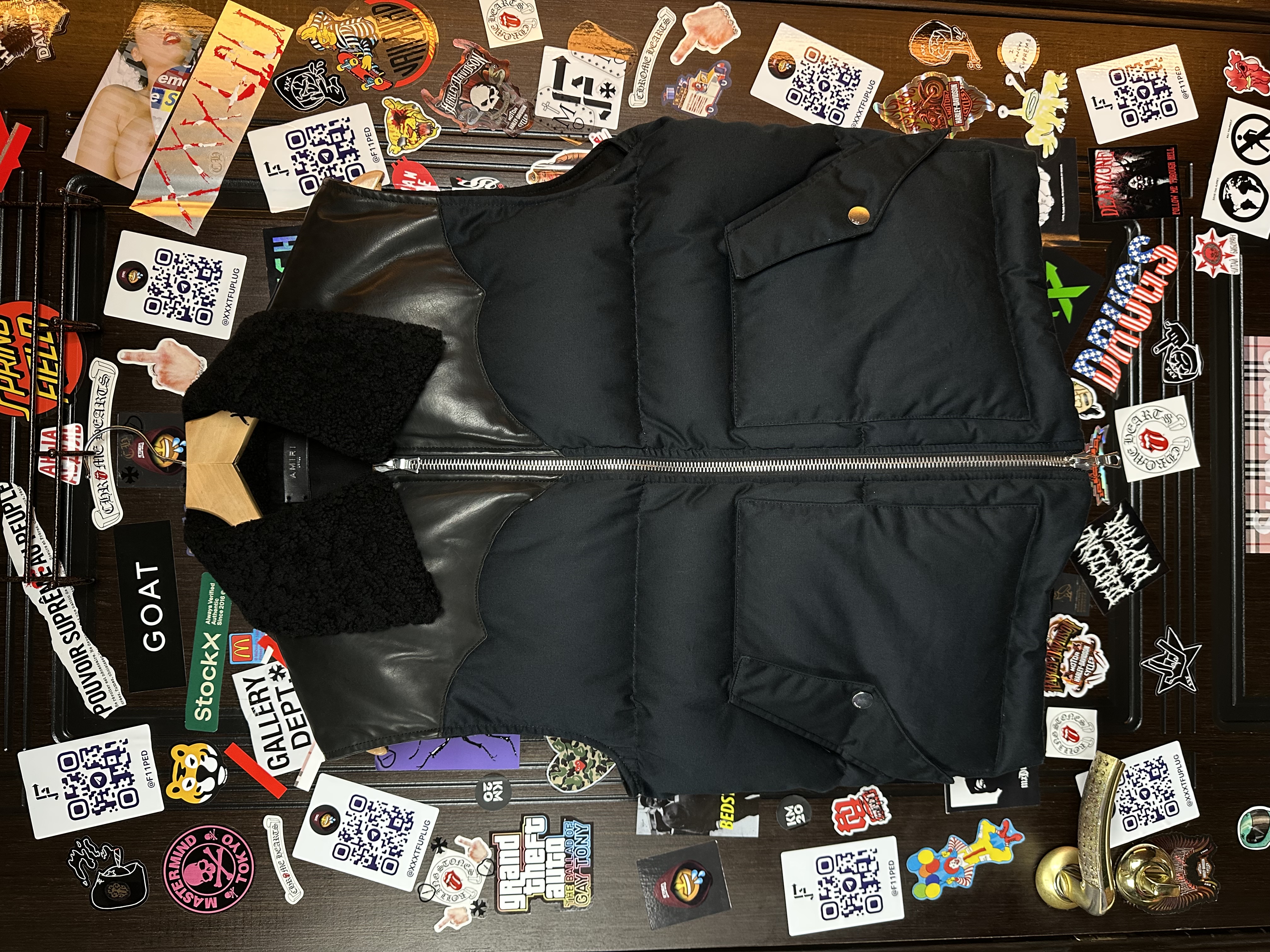 Amiri Amiri Leather Embellished Vest Sherpa, detail view 6