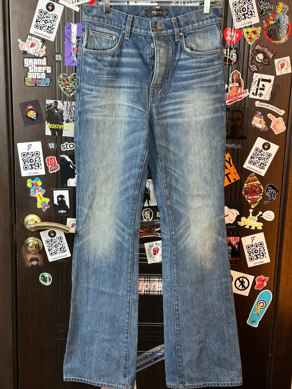 Amiri Amiri Blue Flare Jeans, detail view 2