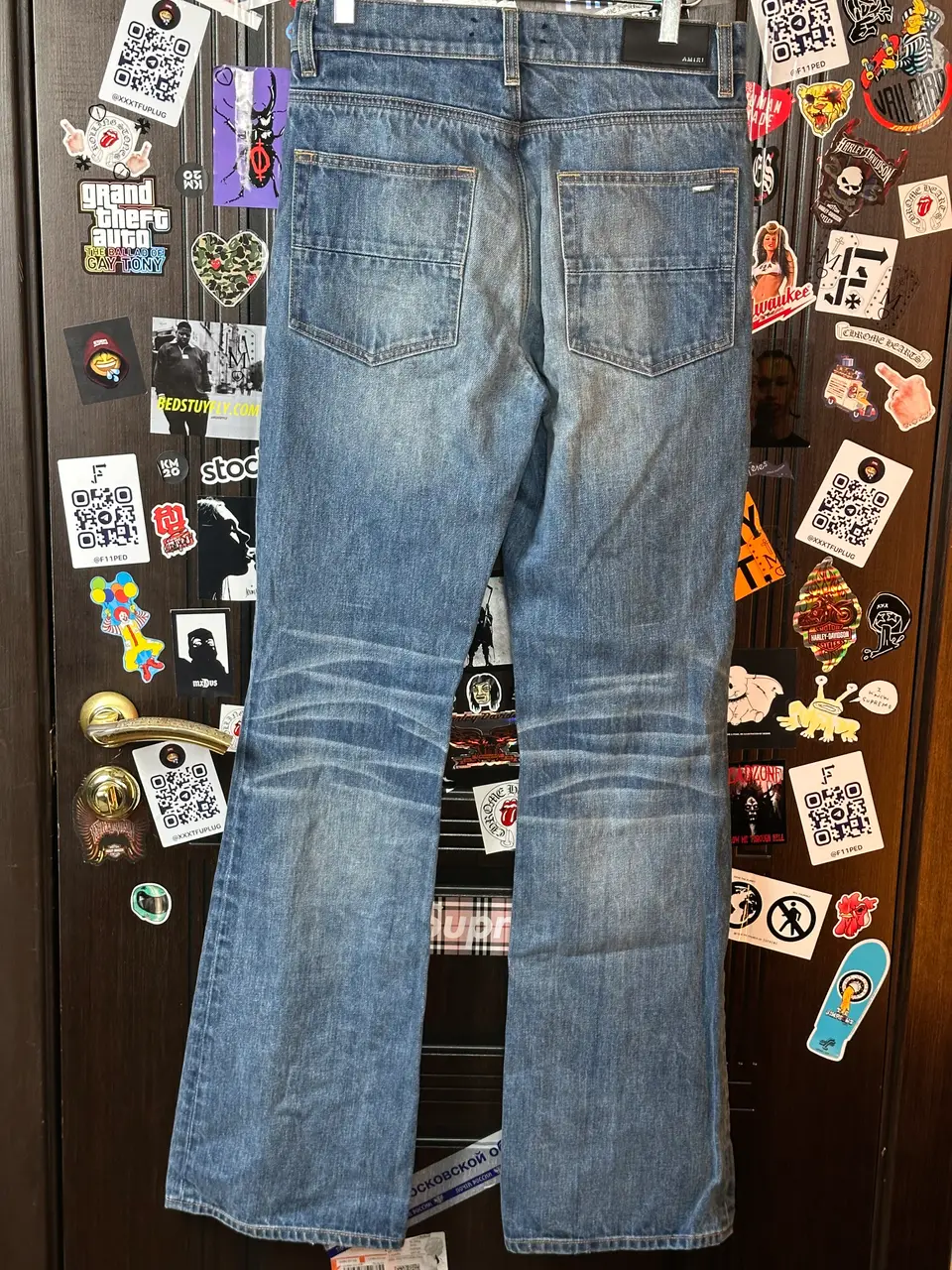 Amiri Amiri Blue Flare Jeans, detail view 4