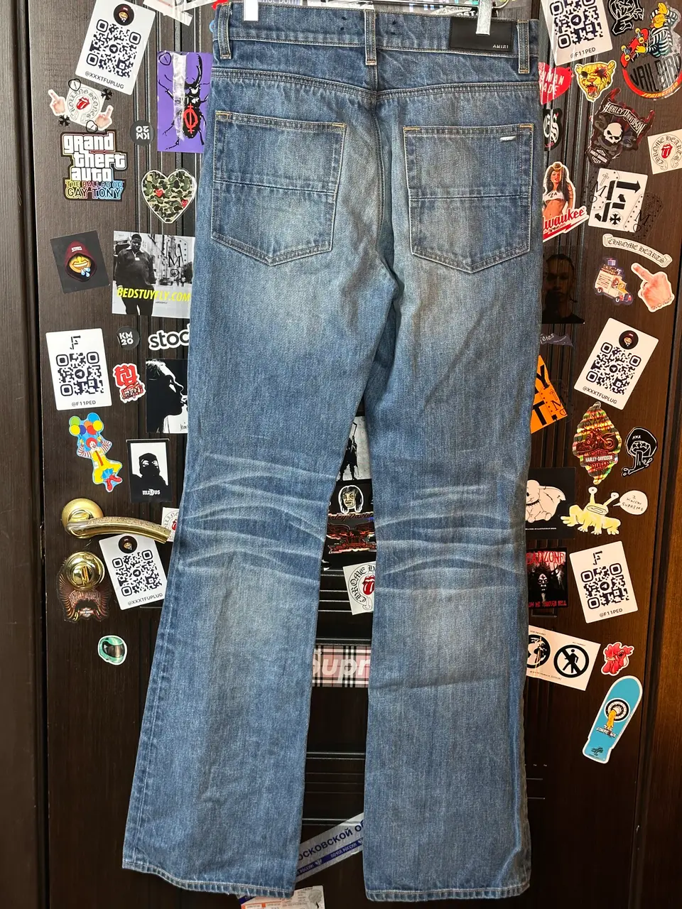 Amiri Amiri Blue Flare Jeans, detail view 5