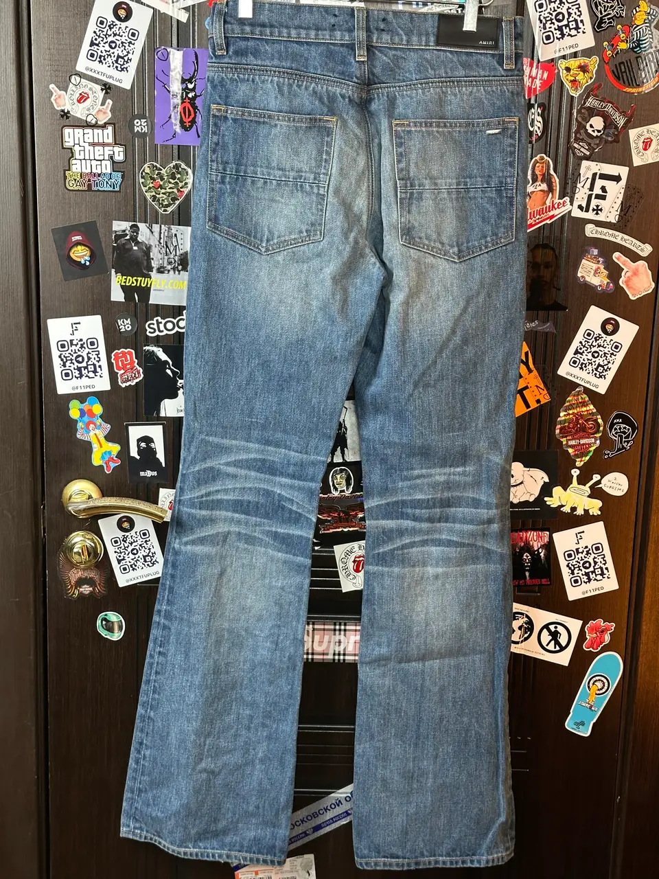 Amiri Amiri Blue Flare Jeans, detail view 6