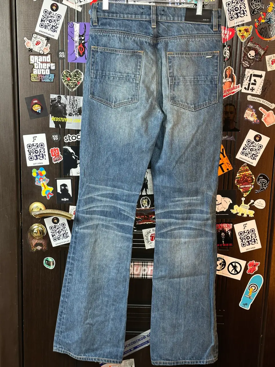 Amiri Amiri Blue Flare Jeans, detail view 7