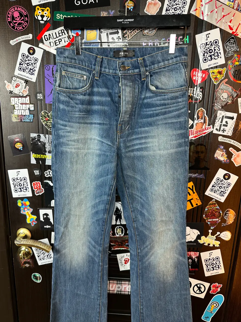 Amiri Amiri Blue Flare Jeans, detail view 9
