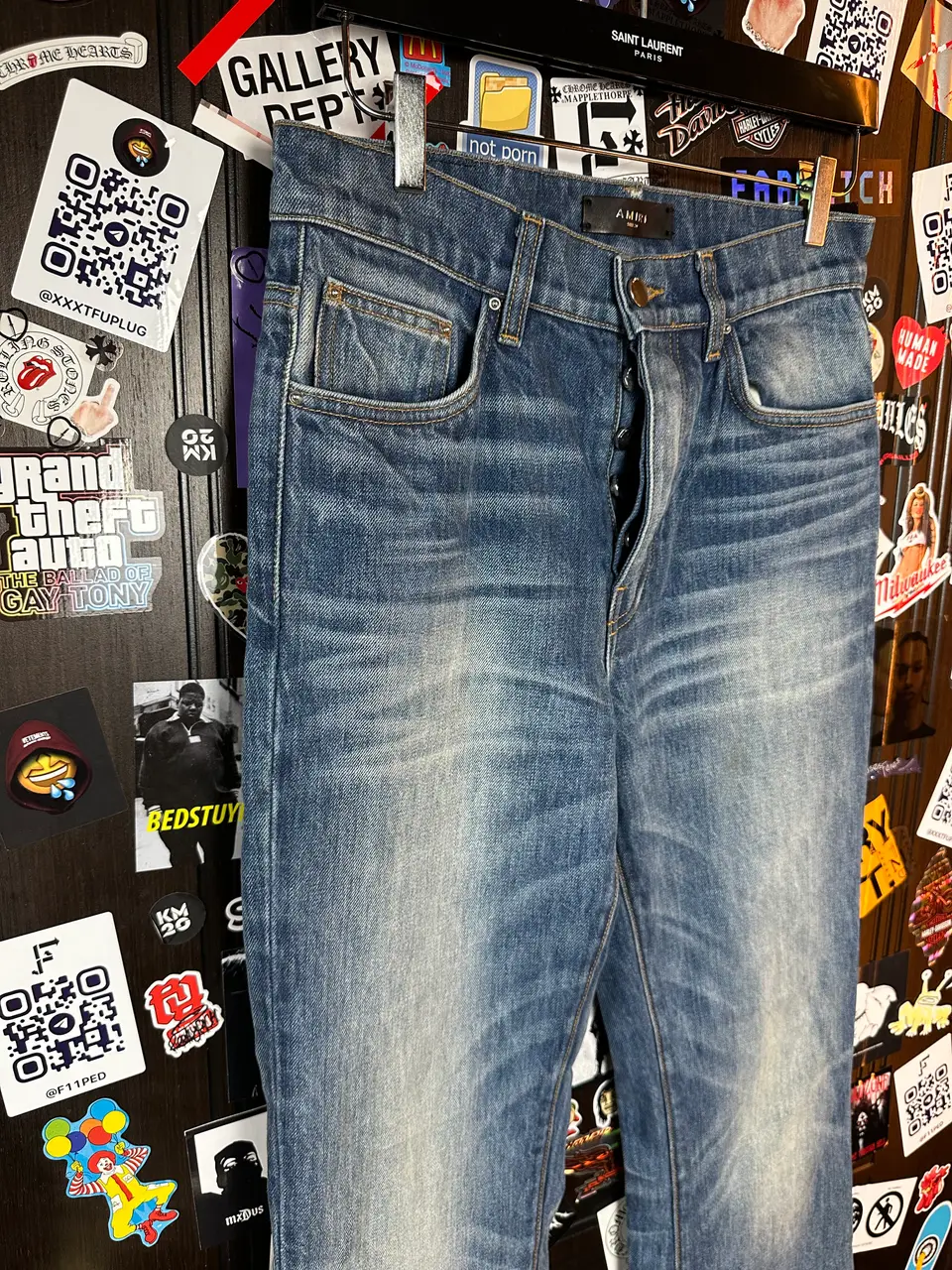Amiri Amiri Blue Flare Jeans, detail view 10