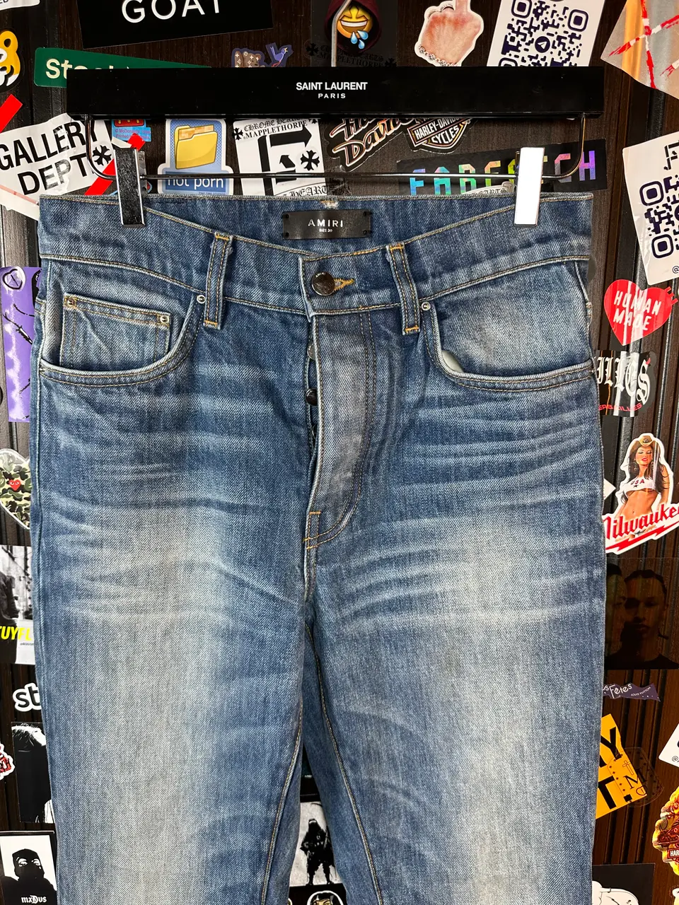 Amiri Amiri Blue Flare Jeans, detail view 12