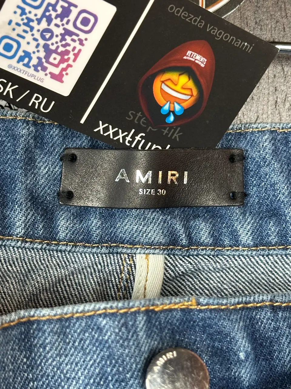 Amiri Amiri Blue Flare Jeans, detail view 14