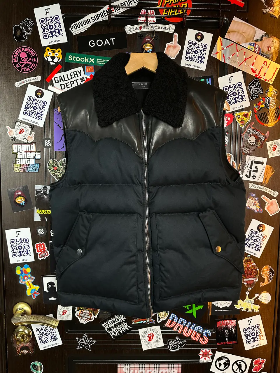 Amiri Amiri Leather Embellished Vest Sherpa, detail view 5