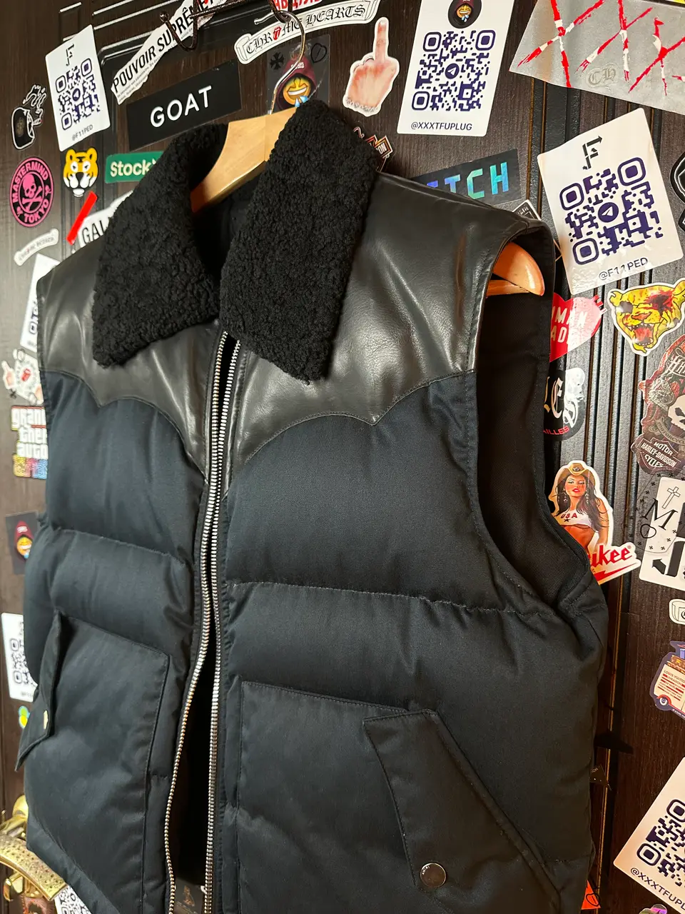 Amiri Amiri Leather Embellished Vest Sherpa, detail view 7
