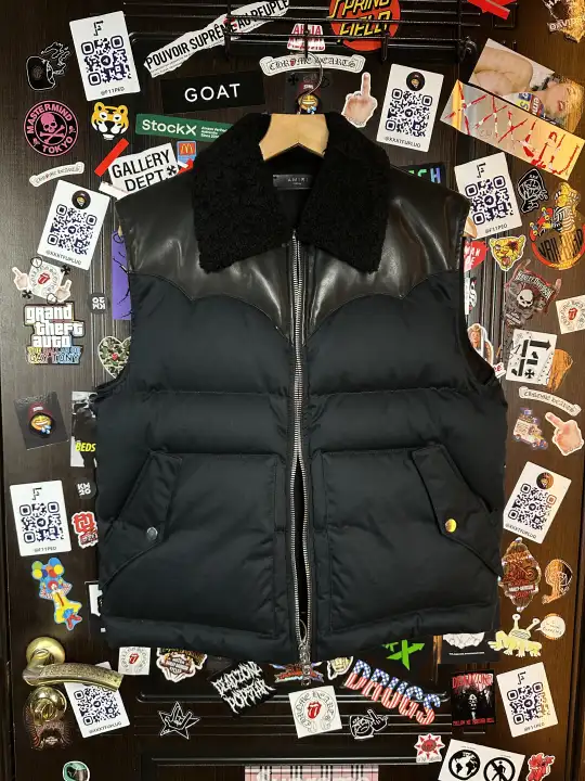Amiri Amiri Leather Embellished Vest Sherpa, detail view 2