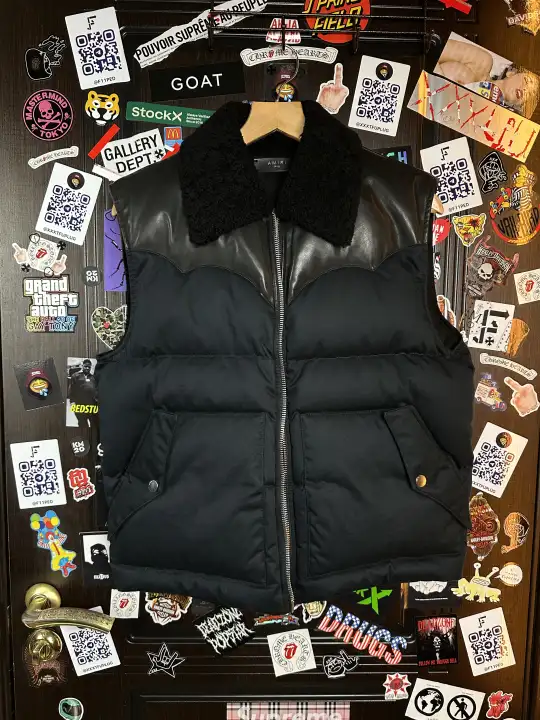 Amiri Amiri Leather Embellished Vest Sherpa, detail view 5