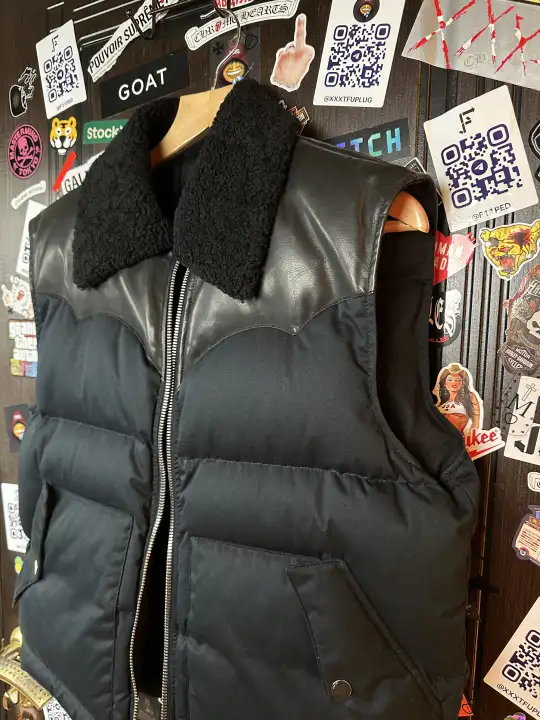 Amiri Amiri Leather Embellished Vest Sherpa, detail view 7