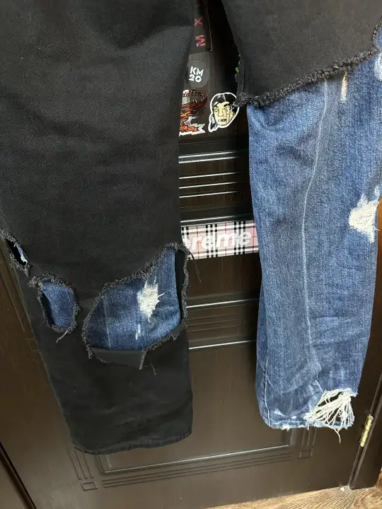 RAF Simons Raf Simons Double layered Zombie ripped Denim Jeans, detail view 4