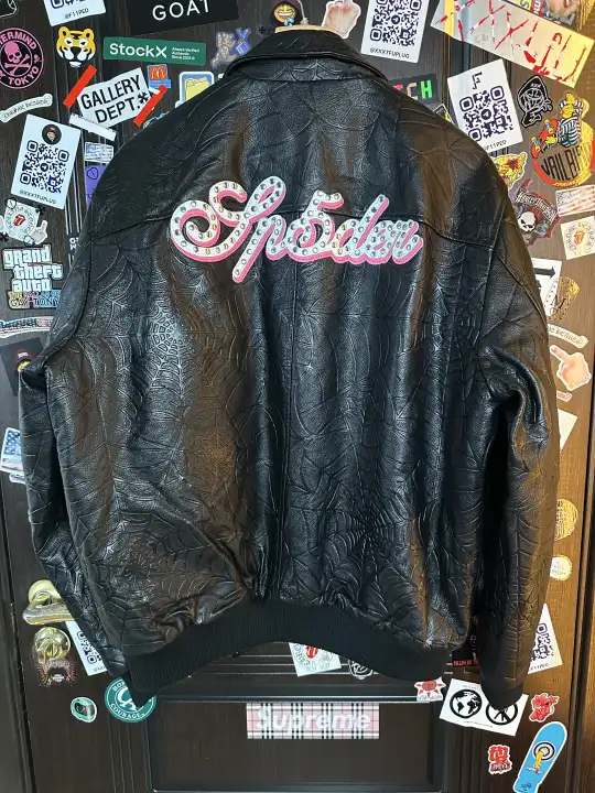 Sp5der Sp5der Web Debossed Leather Jacket L, detail view 4