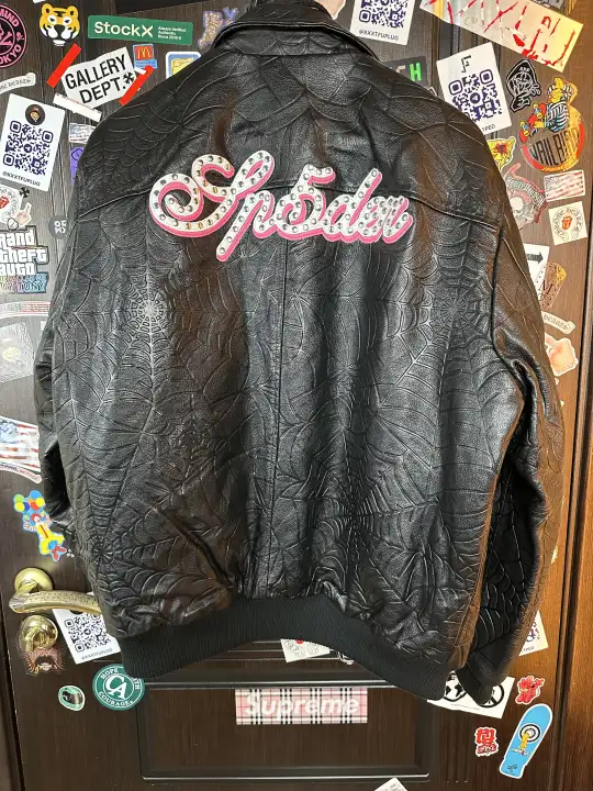 Sp5der Sp5der Web Debossed Leather Jacket L, detail view 14