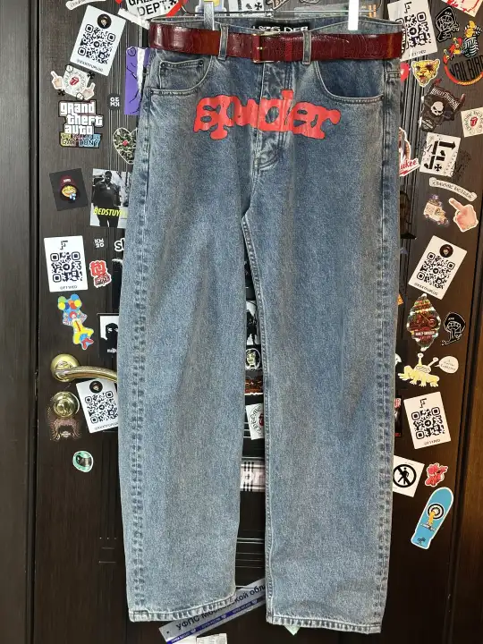 Sp5der “Spider” V3 Indigo Denim Jeans, detail view 4