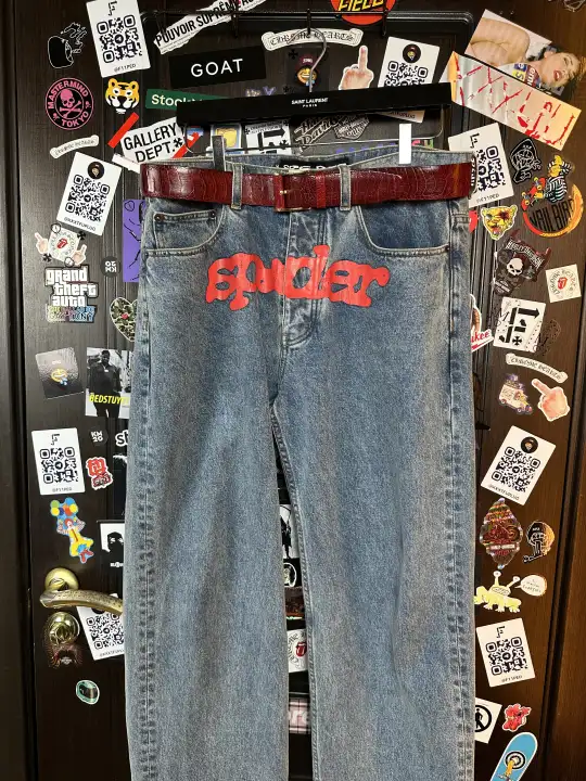 Sp5der “Spider” V3 Indigo Denim Jeans, detail view 7