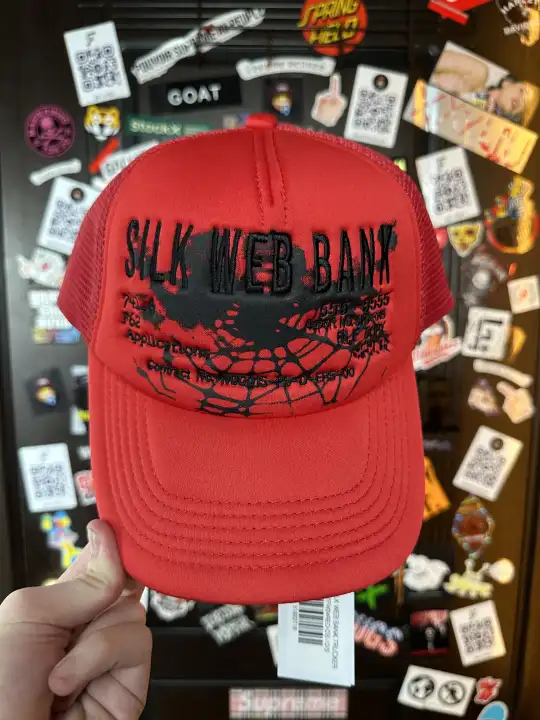 Sp5der Spider Worldwide Silk Web Bank Red Trucker Cap, detail view 2