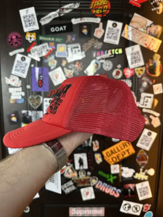 Sp5der Spider Worldwide Silk Web Bank Red Trucker Cap, detail view 5