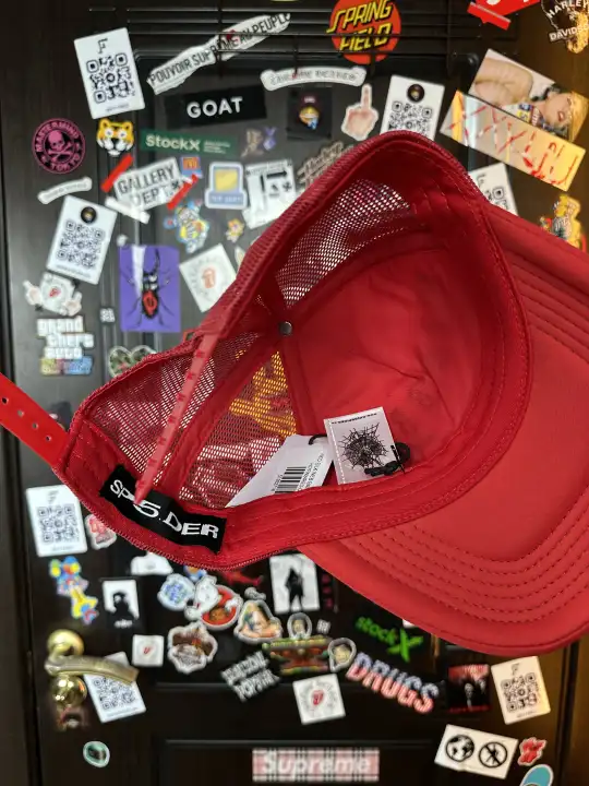 Sp5der Spider Worldwide Silk Web Bank Red Trucker Cap, detail view 6
