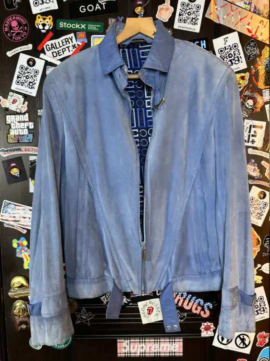 ZILLI Zilli "Funk" Suede Blue Jacket, detail view 2