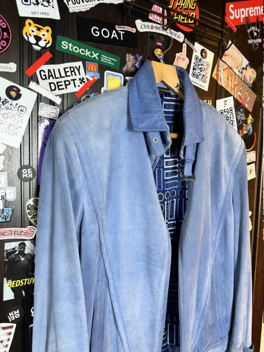 ZILLI Zilli "Funk" Suede Blue Jacket, detail view 6