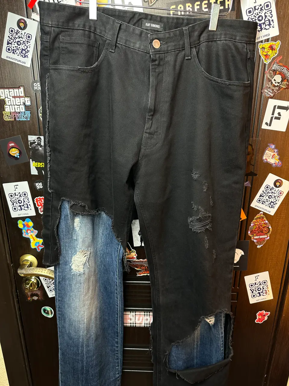 RAF Simons Raf Simons Double layered Zombie ripped Denim Jeans, detail view 2