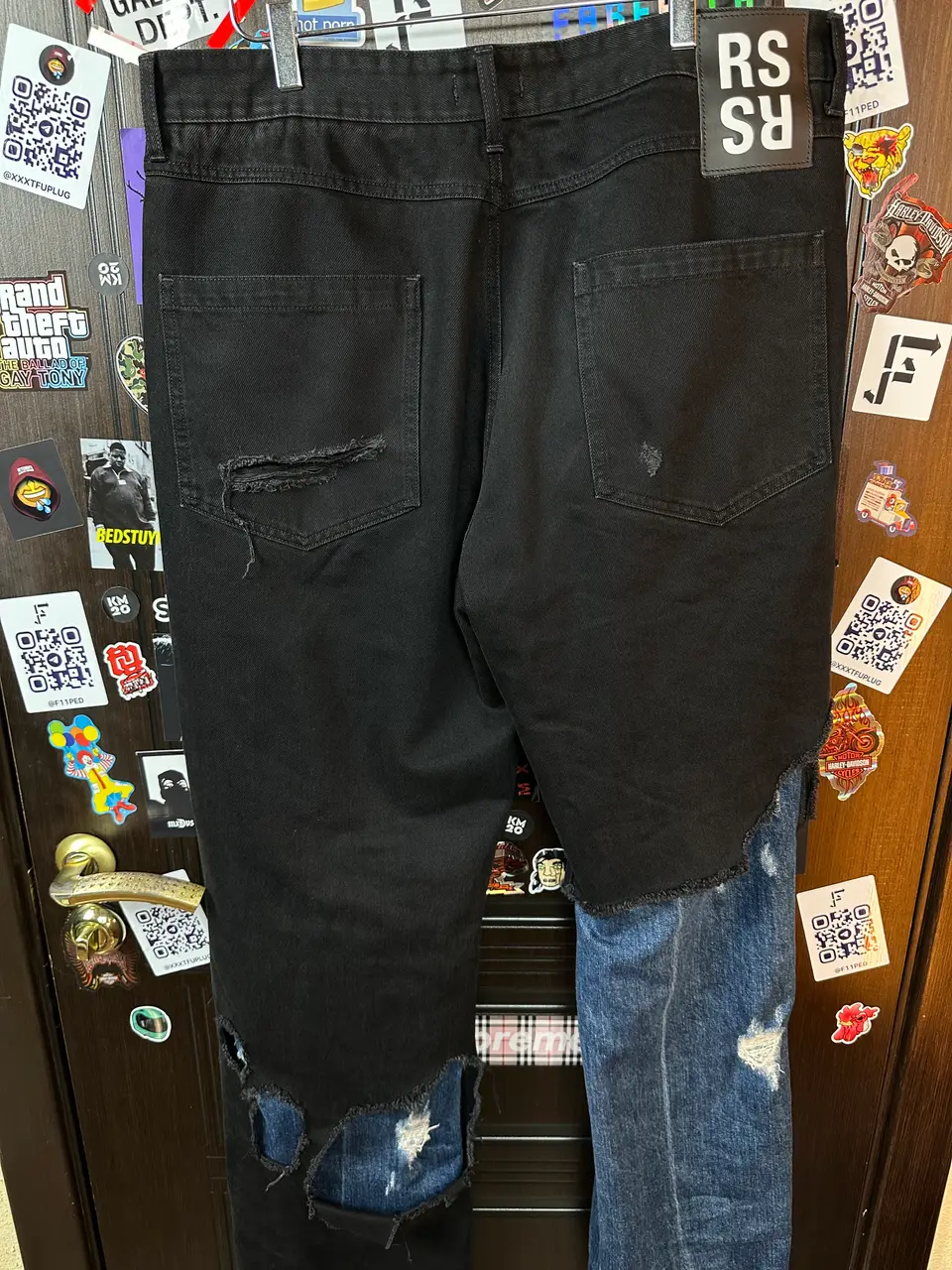 RAF Simons Raf Simons Double layered Zombie ripped Denim Jeans, detail view 3