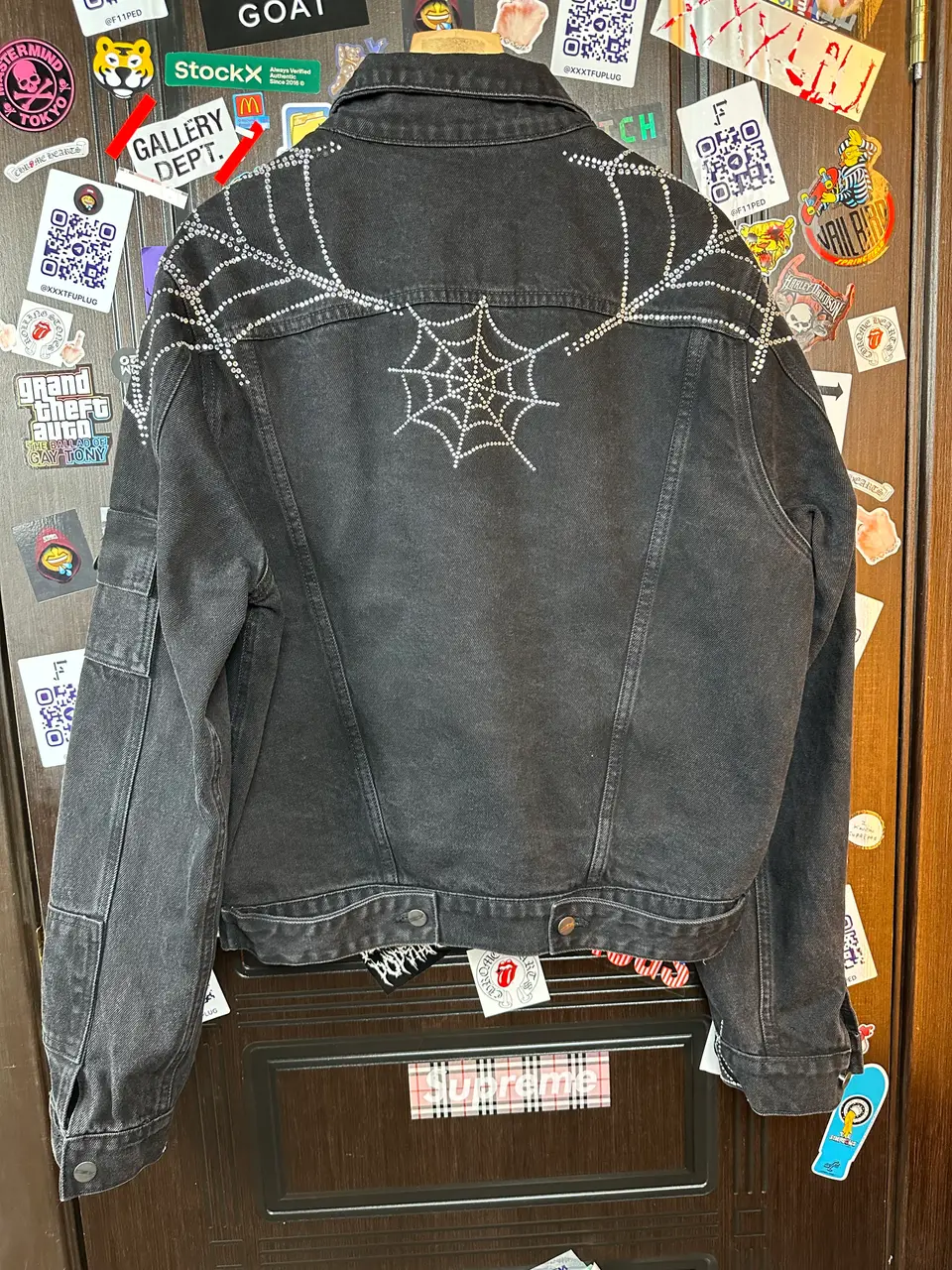 Sp5der OG Spider Worldwide First Ever 2019 Drop Denim Jacket, detail view 6