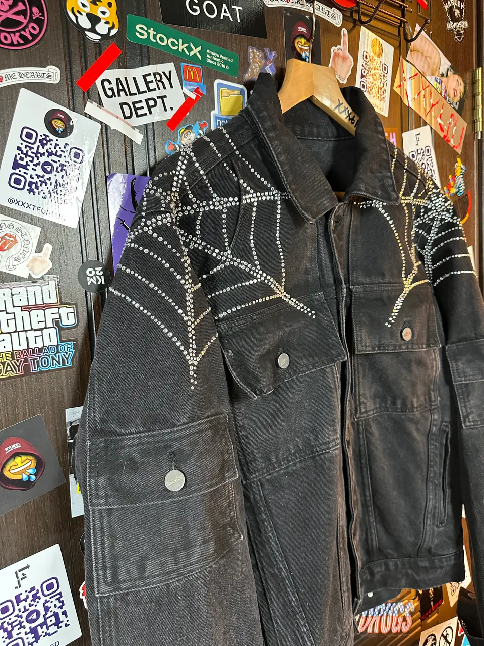 Sp5der OG Spider Worldwide First Ever 2019 Drop Denim Jacket, detail view 8