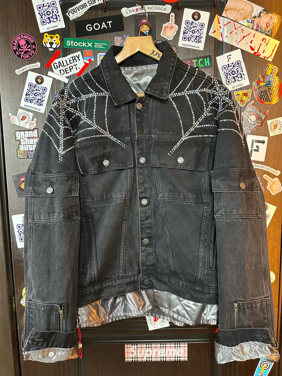Sp5der OG Spider Worldwide First Ever 2019 Drop Denim Jacket, detail view 14