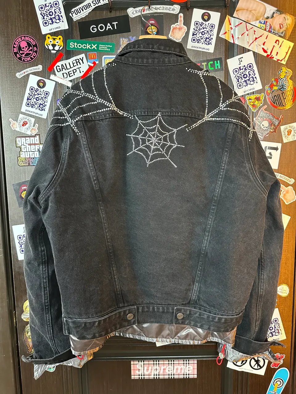 Sp5der OG Spider Worldwide First Ever 2019 Drop Denim Jacket, detail view 13