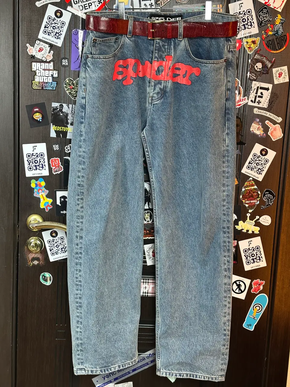Sp5der “Spider” V3 Indigo Denim Jeans, detail view 3