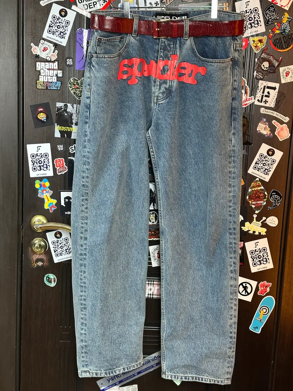 Sp5der “Spider” V3 Indigo Denim Jeans, detail view 4