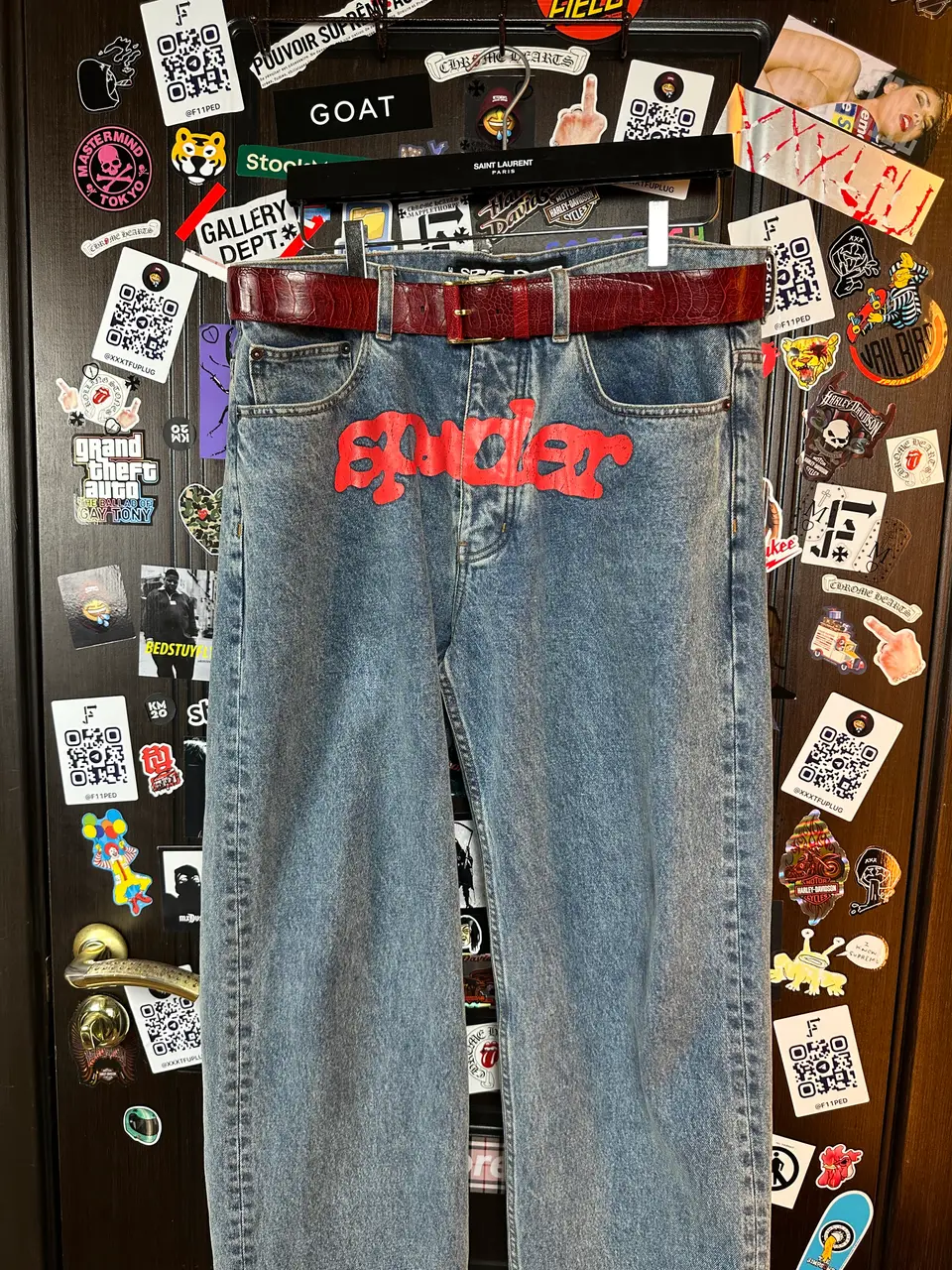 Sp5der “Spider” V3 Indigo Denim Jeans, detail view 7