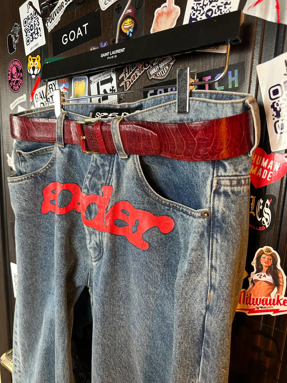 Sp5der “Spider” V3 Indigo Denim Jeans, detail view 8